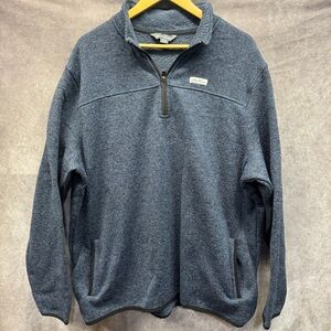 Eddie Bauer Blue Heathered Quarter Zip Fleece Pullover Size XXL